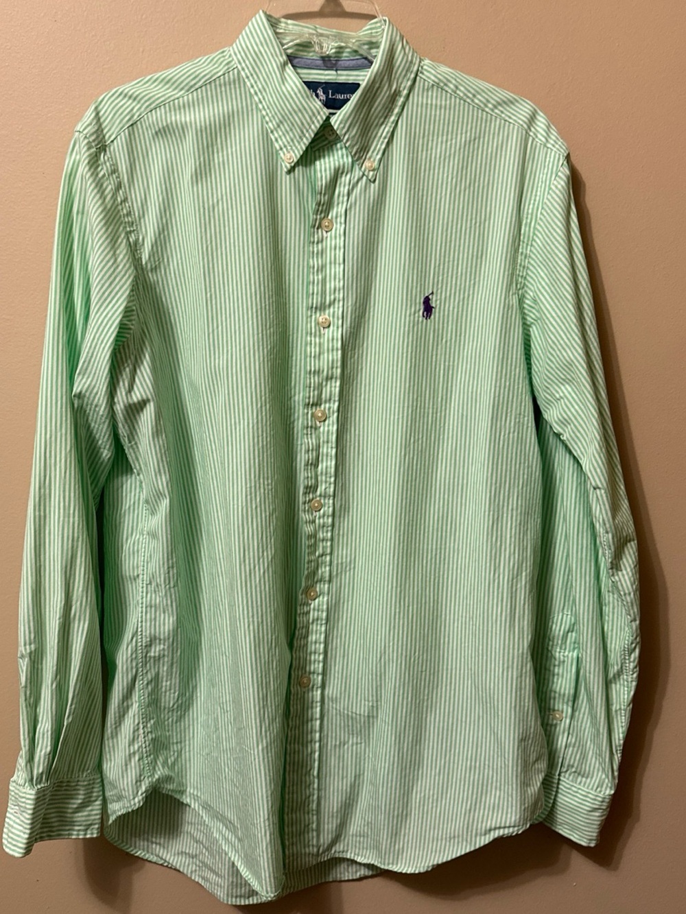 Ralph Lauren Green & White Striped Button-Down Shirt
